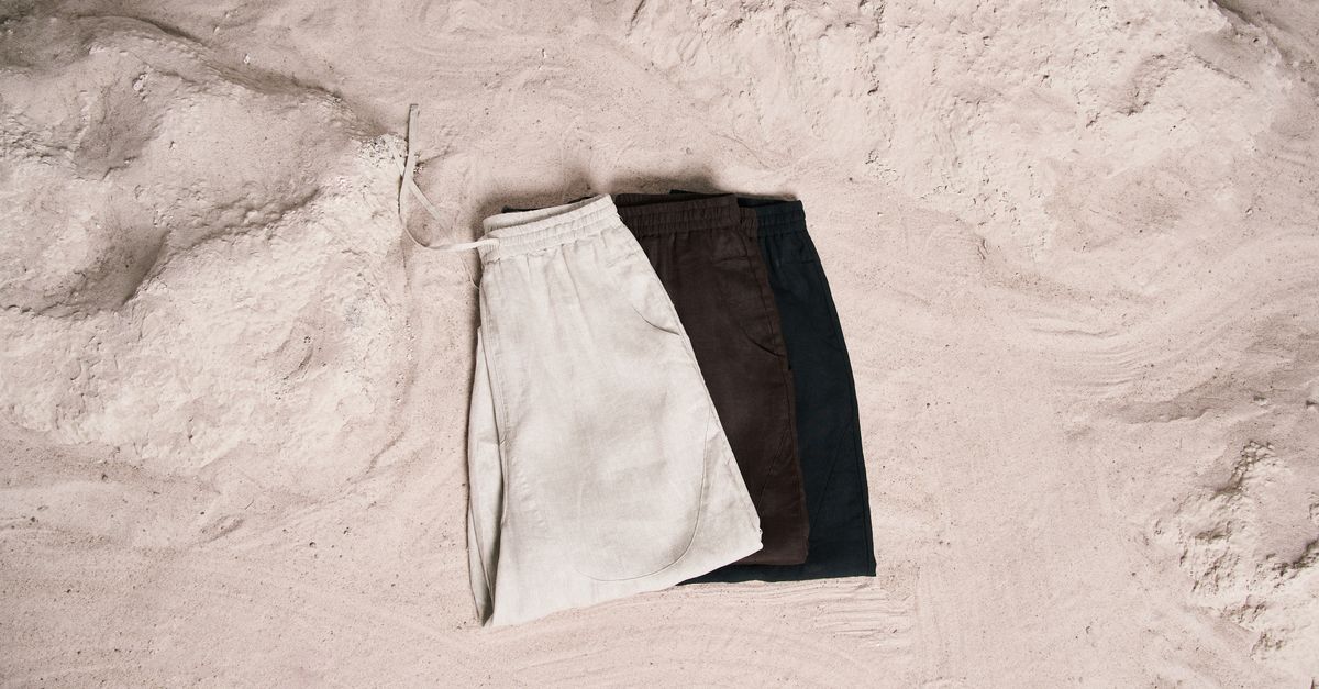 Light linen clothes folded for hot tropical weather.